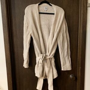 Lush Beige Knit Cardigan with Belt